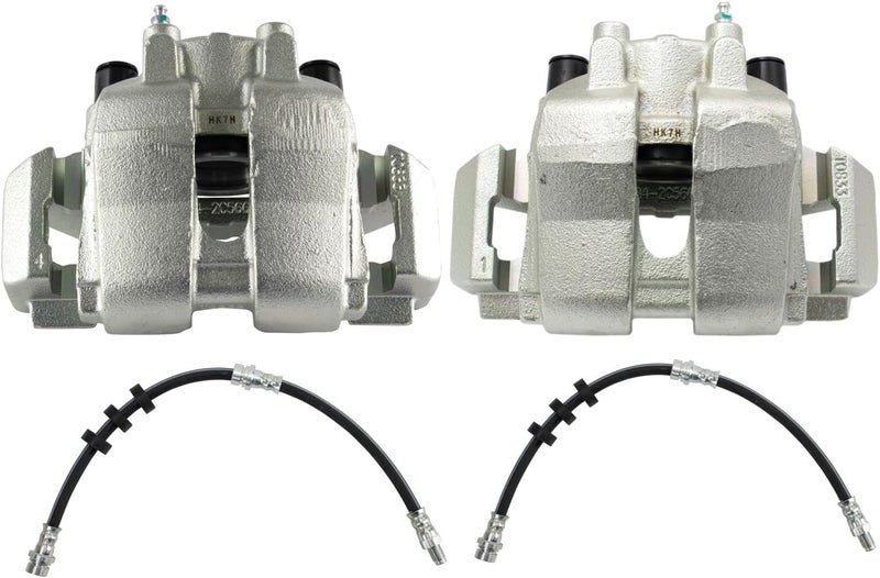 TRQ Front Brake Caliper Set Zinc Coated Brackets Hoses Compatible with 2005-2007 Ford Escape 2005-2006 Mazda Tribute 2007 Mercury Mariner - Image 5